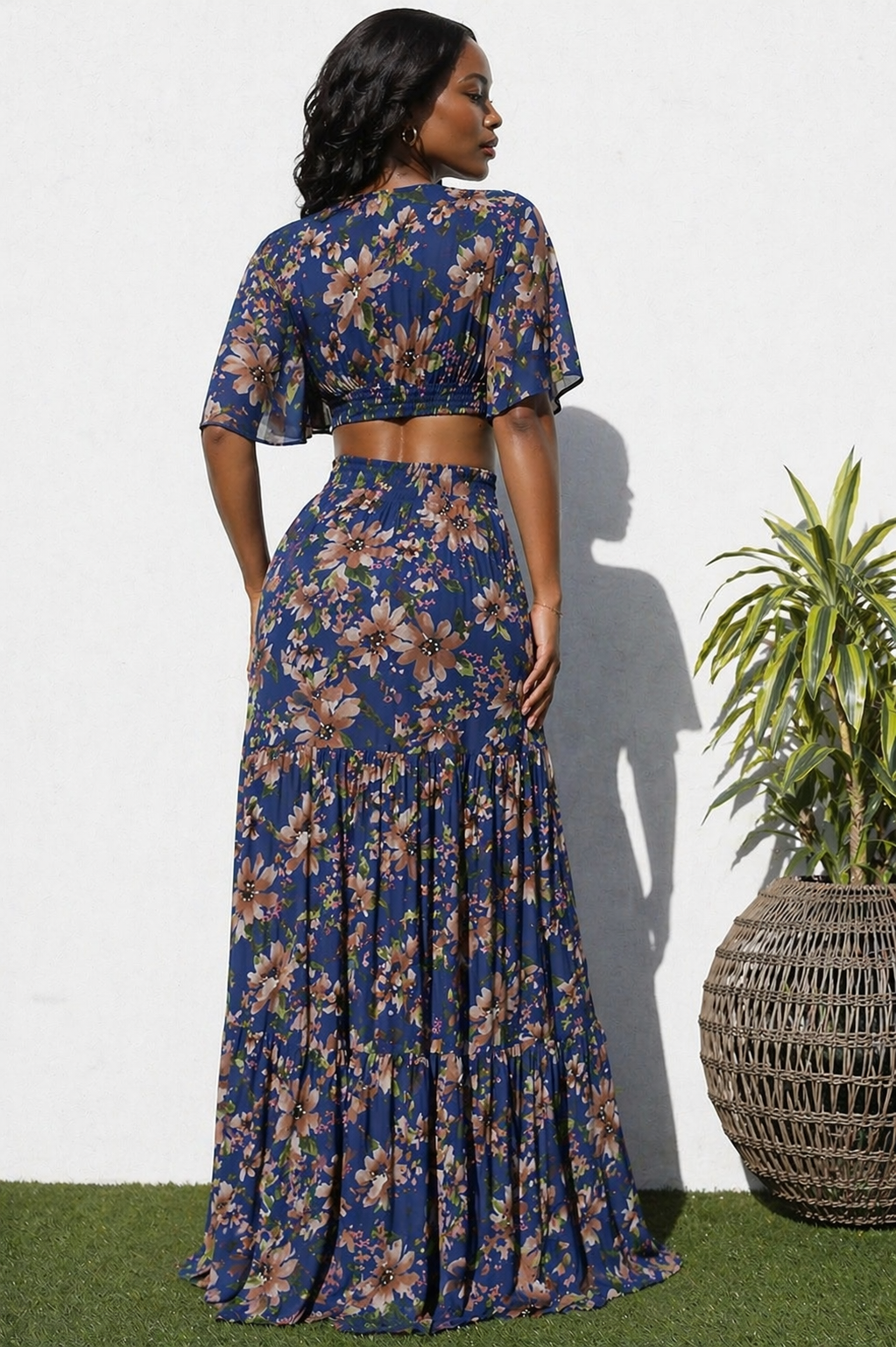 Dark Blue Floral Maxi Dress The Taste Boutique Dark Blue Floral Maxi Dress The Taste Boutique