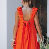 Tangerine Puff Sleeves Dress