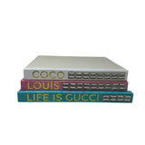 Bedazzled Designer Book Stack – Coco, Louis & Life Is Good | Off-White Covers
