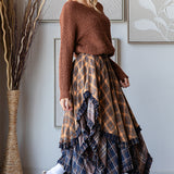 Geli Plaid Asymmetrical Hem Layered Skirt