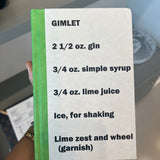 Gimlet Gold Letter Drink with Recipe on Cover Book-Green