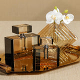 Zodax- Small Decorative Crystal Tonal Black & Amber Glass Perfume Bottle