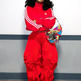 True Red Wavy Oversized Pants