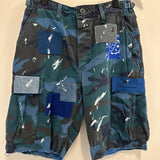 Camo Artist Cut-Off Shorts- Blue