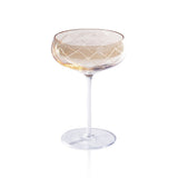 Zodax -Audrey Hand Etched Coupe Glasses (Set of 4), Amber Luster