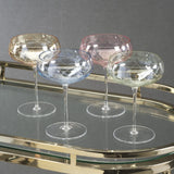 Zodax -Audrey Hand Etched Coupe Glasses (Set of 4), Amber Luster