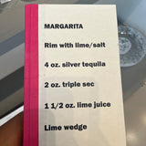 Margarita Gold Letter Drink with Recipe on Cover Book-Pink