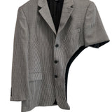 Static Gray -Black Asymmetrical Vintage Cut Out Blazer