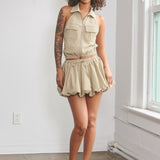 The Utility Bubble Skirt Two-piece- Beige
