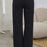 Shredded Relaxed Straight-Leg Pant- Black