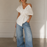 "Bow Me Away" One Shoulder Blouse