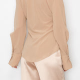 Shoulder Breeze Button Up Shirt -Beige