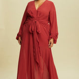 Taste Kurvee Brick Solid Chiffon Maxi Dress