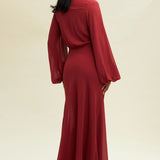 Brick Solid Chiffon Maxi Dress
