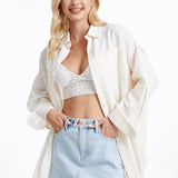 Teresa's Ragged Long Sleeve Loose Shirt-Yellow