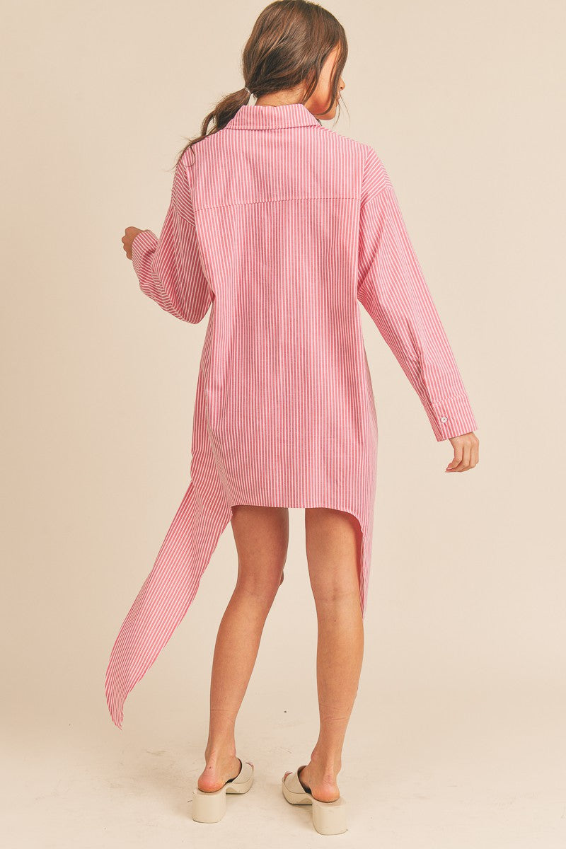 Carrie Striped Oversized Blouse - Red/White