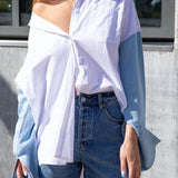 Denim Contrast Sleeve Oversize Shirt