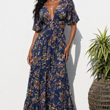 Dark Blue Floral Maxi Dress