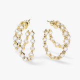 She's An Icon Double Hoops Gold/White -Melinda Maria