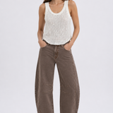 The Embellished Ribbed Stretch Tank-White