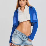 SER.O.YA Evelyn Cropped Knit Jacket - Royal Blue