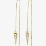 Gabriella Pavè Threader Earrings Gold|White Diamondettes