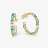 Heiress Ombre Hoops 1" Gold|Blue Opal Melinda Maria