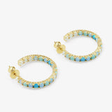 Heiress Ombre Hoops 1" Gold|Blue Opal Melinda Maria