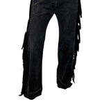 PREORDER Black Denim Levi Wideleg Fringe Jeans