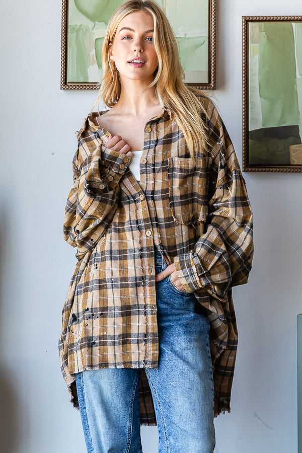 Frayed Plaid Top