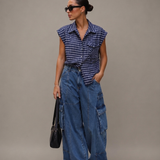 "CHECK Me Out" Button up -Blue
