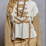 The Renegade Lace-Up Hoodie- Oatmeal