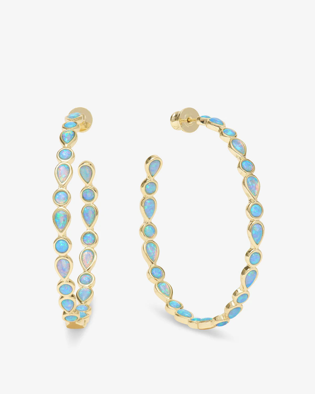 Isla Blue Opal Hoops Gold|Blue Opal- Melinda Maria