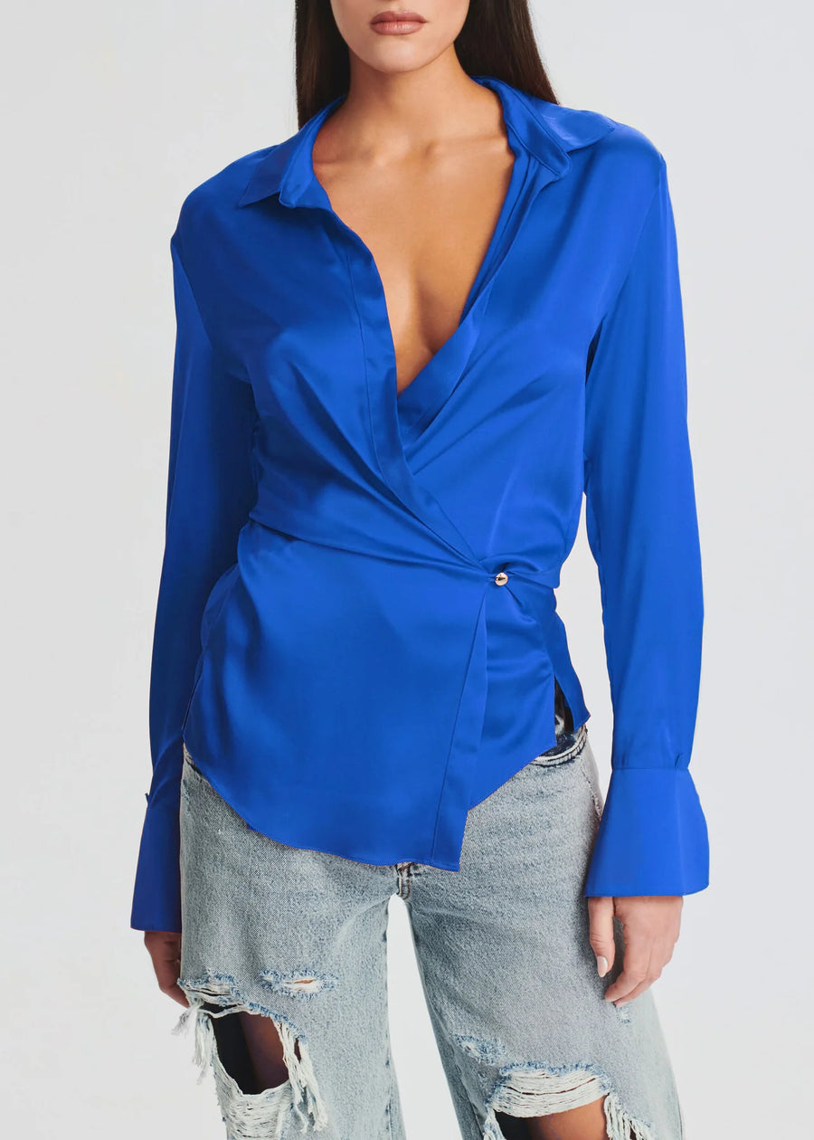 Karry Silk Shirt - Royal Blue