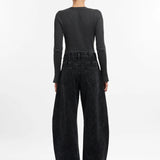 Katia Tailored Barrel Leg Denim Jeans -Black