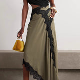 Lace-Trim Patchwork Statement Dress