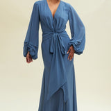 Steel Solid Chiffon Maxi Dress
