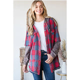 LALA Mineral Washed Plaid Hoodie Jacket