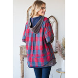 LALA Mineral Washed Plaid Hoodie Jacket