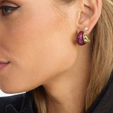Norah Loves A Pavé Double Hoop - Gold/Ruby