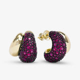 Norah Loves A Pavé Double Hoop - Gold/Ruby