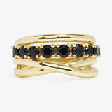 "Oh She Fancy" Stacked Diamond Ring - Gold|Black Diamondettes