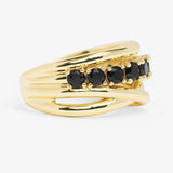 "Oh She Fancy" Stacked Diamond Ring - Gold|Black Diamondettes