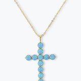 "Oh She Fancy" Cross Pendant Gold|Blue Opal- Melinda Maria