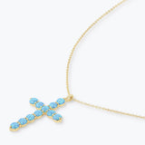 "Oh She Fancy" Cross Pendant Gold|Blue Opal- Melinda Maria
