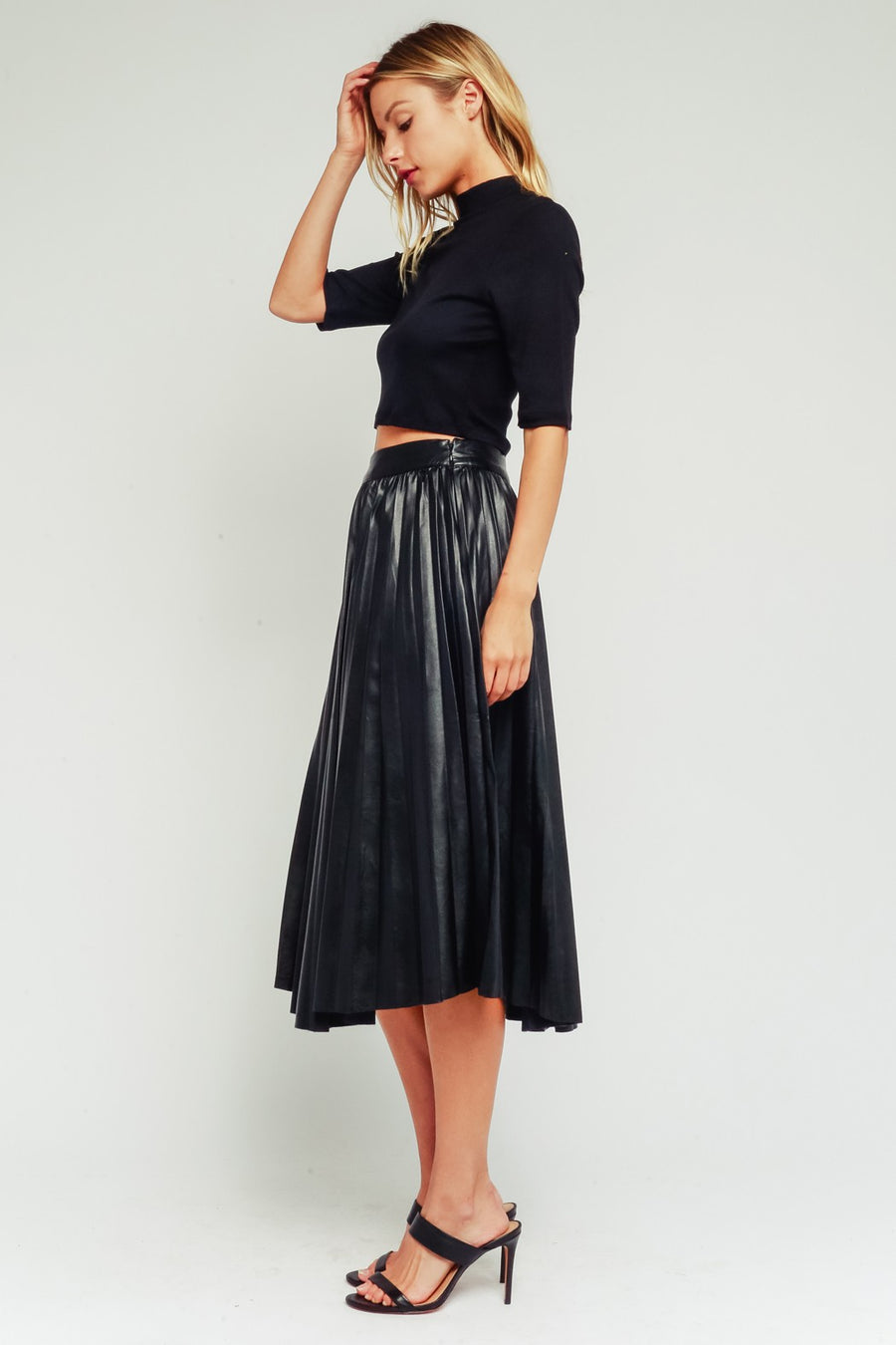 Olivia Faux Pleated Midi Skirt