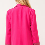 Fuchsia Embellished Mesh Cuff Blazer