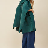Relaxed Hooded Poncho With Pockets