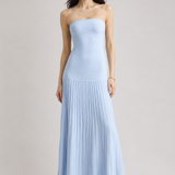 Periwinkle Ribbed Strapless Maxi-Dress
