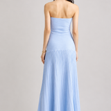 Periwinkle Ribbed Strapless Maxi-Dress